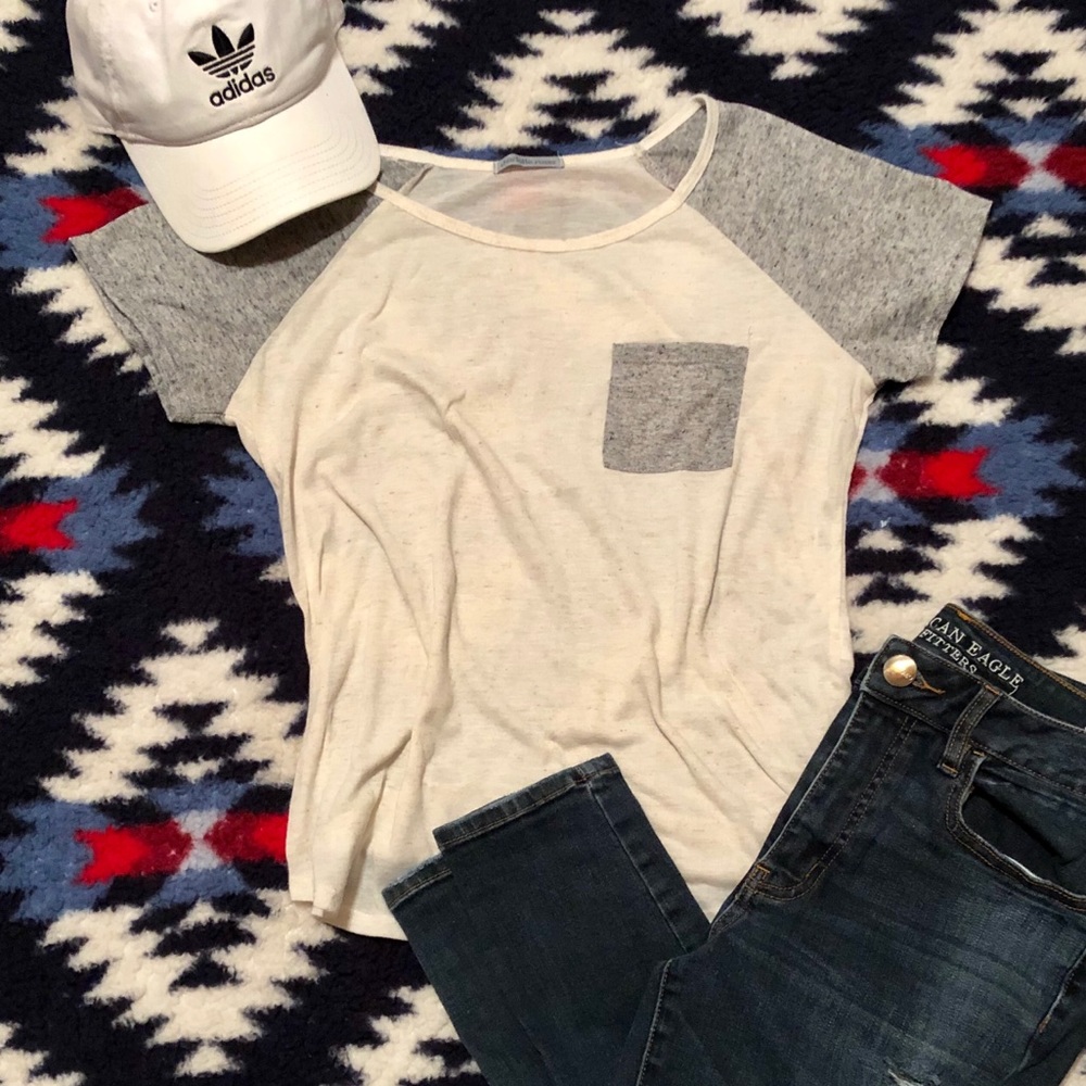 Charlotte Russe Tan and Gray Tee